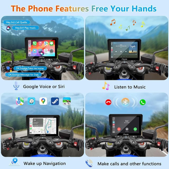 Thumbnail 6 de CARPURIDE W502BS Pro für BMW-Motorrad: drahtloses CarPlay & Android Auto, Dual-Bluetooth und wasserdichter 5‑Zoll-GPS-Bildschirm