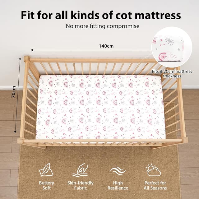 Detalle de FIEMOL Baby Spannbettlaken 70x140 cm Rosa