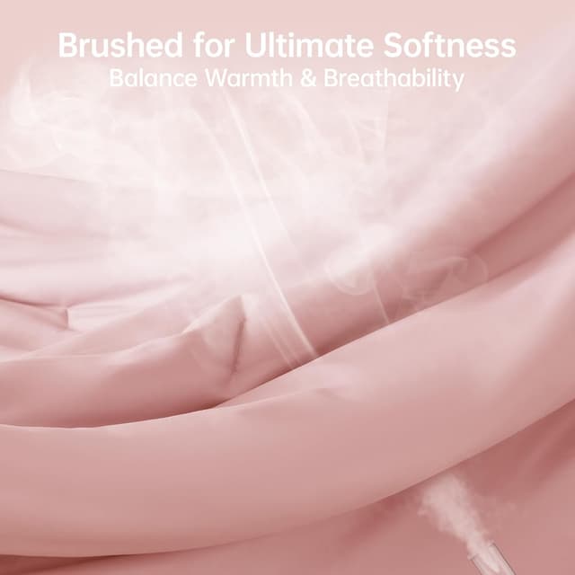 Detalle de MUXHOMO Queen Comforter Set (90"x90") with Down Alternative Fill, Rose Gold, 3-Piece Lightweight Bedding