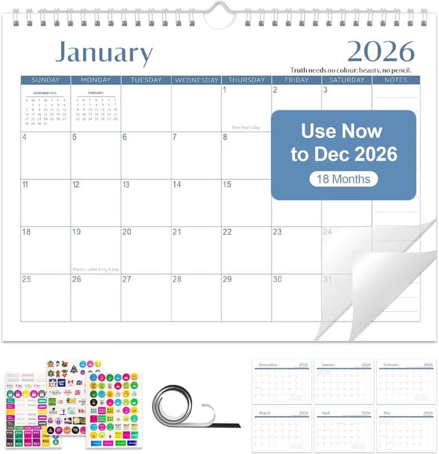 Detalle de Gannyfer 2026 Wall Calendar 18‑Month Planner 📅