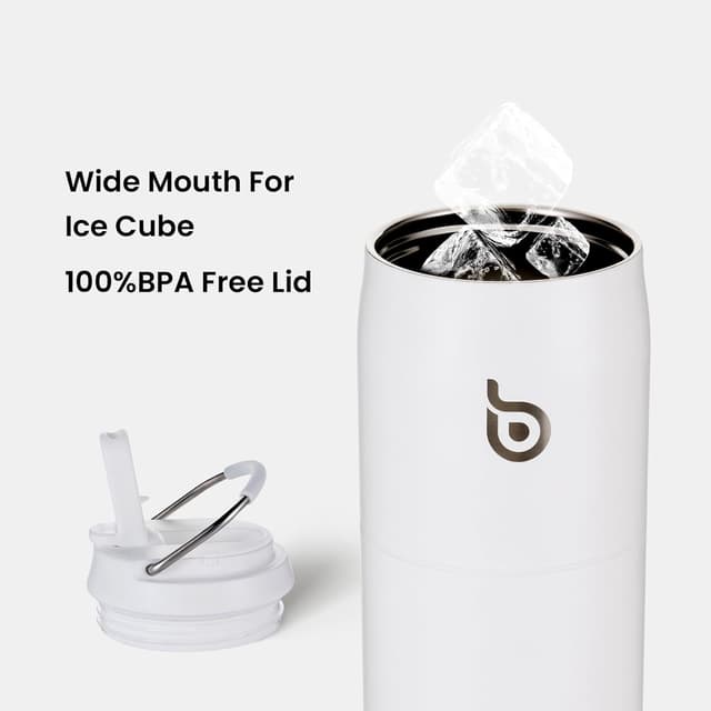 Detalle de Bottle Bottle Insulated Water Bottle 950ml (32oz) with Straw and Handle — White