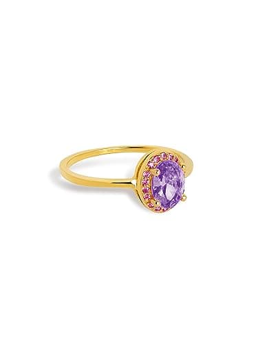 Detalle de SINGULARU Anillo Grape Colors en plata de ley 925 con baño en oro de 18 Kt y circonitas de colores (talla 16)