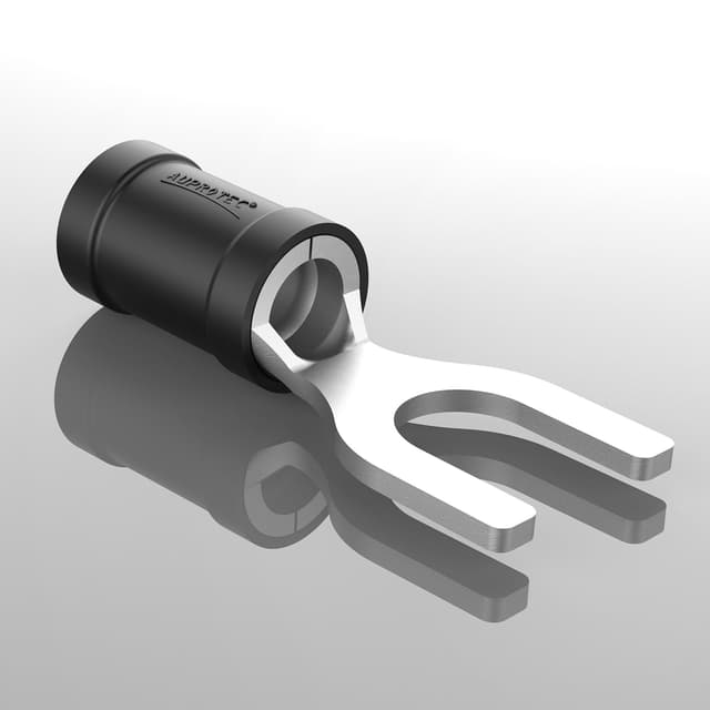 Detalle de AUPROTEC 25x connettori a forcella (capicorda) parzialmente isolati per cavi 2,5–4,0 mm², foro M6, nero