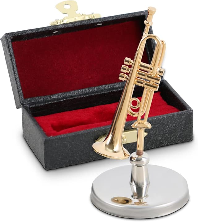 Detalle de EASTROCK Miniatur-Trompetenmodell (4,6 cm) mit Etui – Dekorative 1:1 Nachbildung aus reinem Kupfer