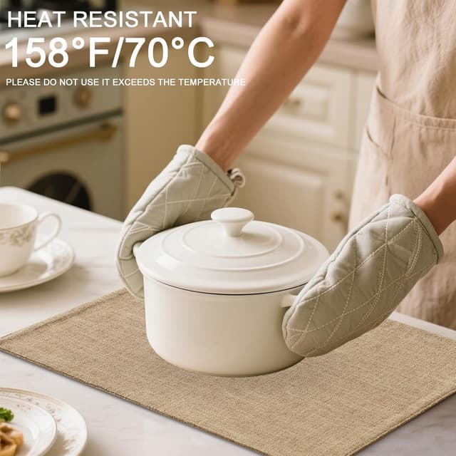 Detalle de Homaxy Cloths Linen & Cotton Placemats (Set of 6) — Heat-Resistant, Washable Table Mats, 13" x 19