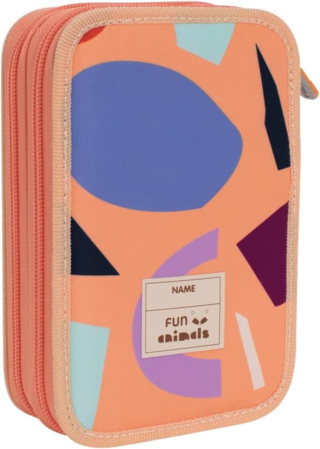 Detalle 2 de MILAN Plumier 2 pisos con contenido Fun Animals naranja