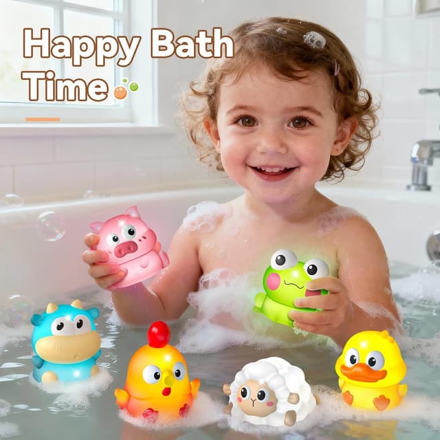 Detalle 2 de Light Up Farm Animal Bath Toys for 1–3 Years