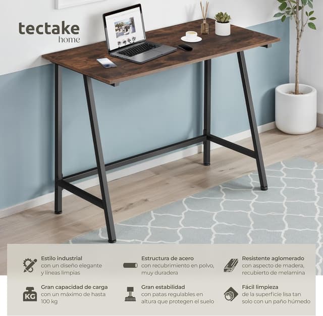 Thumbnail 2 de tectake Mesa Escritorio de Madera 100x50x77 cm