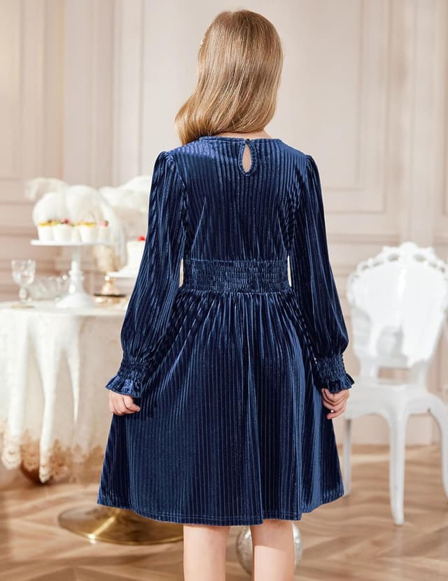 Detalle de Robe en velours scintillant pour filles Arshiner (6 à 13 ans) : robe de fête automne-hiver