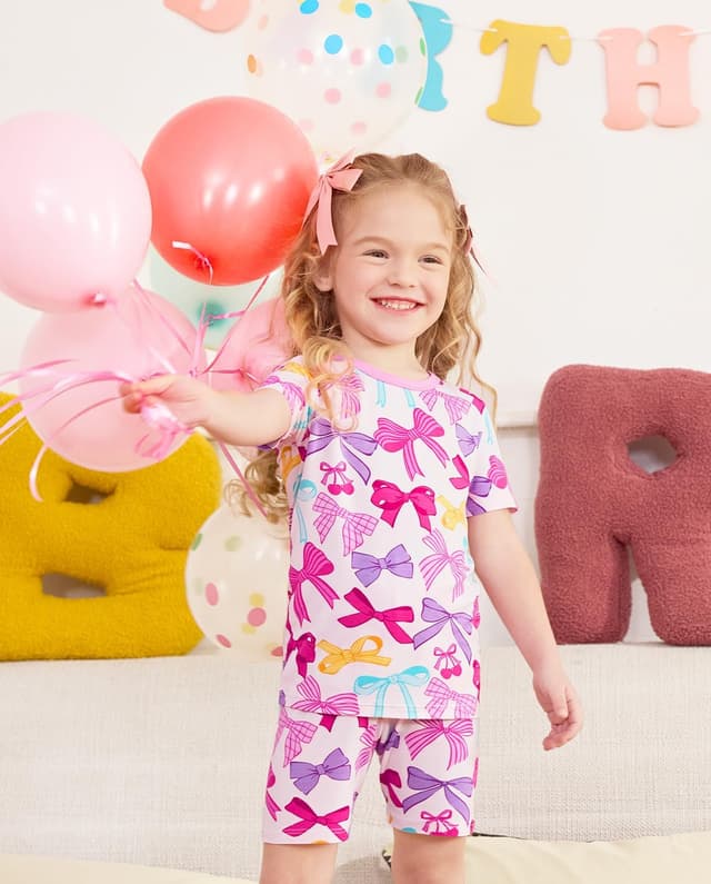 Detalle de babee Reshinee Bamboo Viscose Toddler Unicorn Mermaid Pajamas (Short Sleeve, 2-Piece)