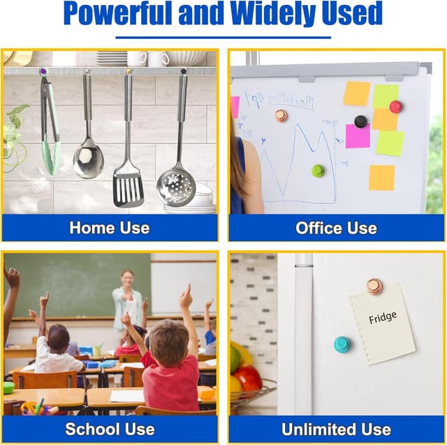 Detalle de FINDMAG 8 Colour Fridge Magnets & Magnetic Push Pins