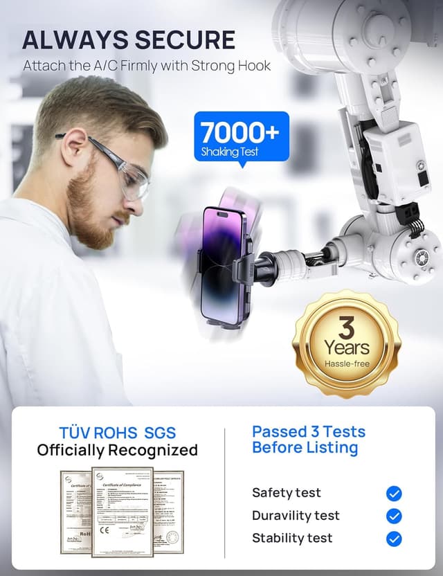 Thumbnail 6 de Guanda 2026 Car Phone Holder for Air Vent with 360° Rotation (4–7 inch phones)