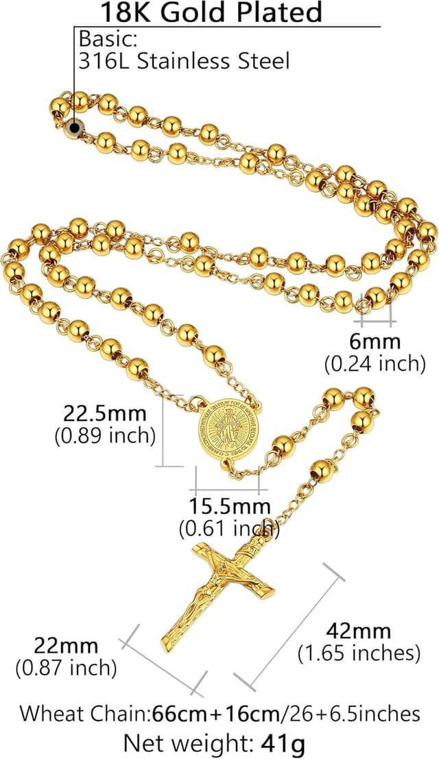 Detalle 2 de Supcare collana rosario con crocifisso 6 stili