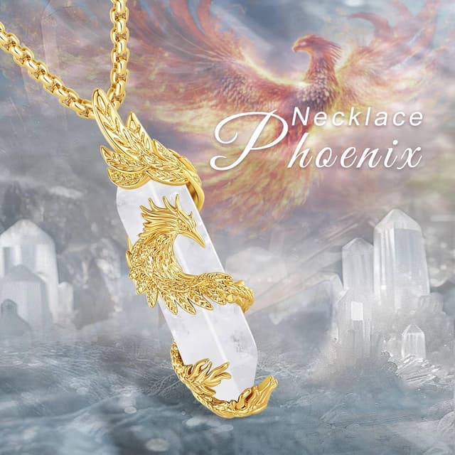 Thumbnail 6 de INFUSEU Kristall Phönix Kette mit Vogelhänger – Rising Phoenix Lapislazuli Look