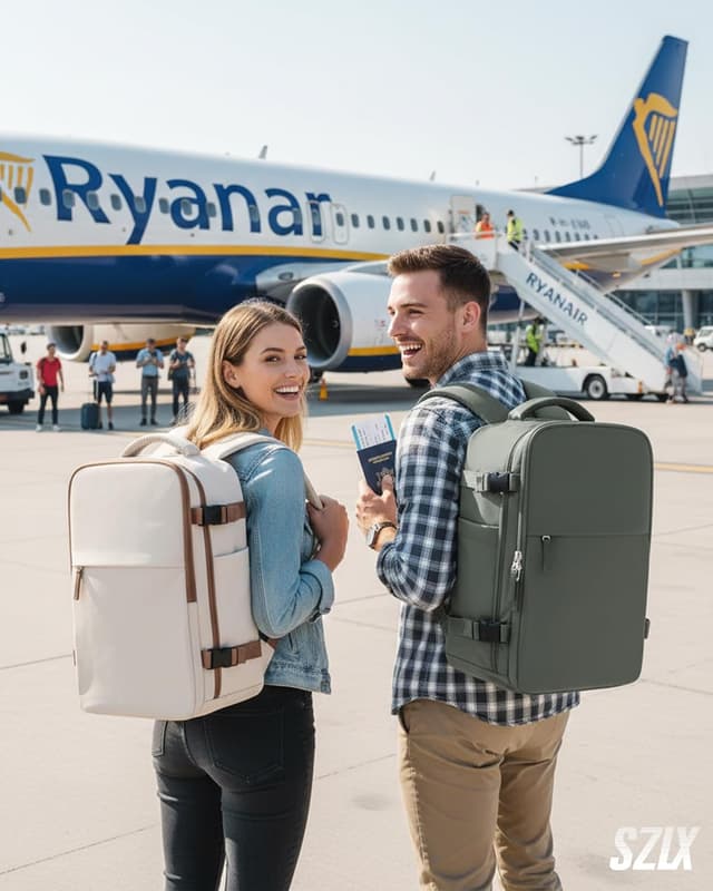 Detalle de SZLX Vakuum-Rucksack als Ryanair- & Wizz-Air-Handgepäck 40x30x20 mit Laptopfach und Schuhfach