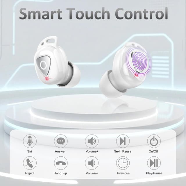 Detalle de buwy Écouteurs Bluetooth sans fil 5.4 à design rotatif, graves et contrôle tactile