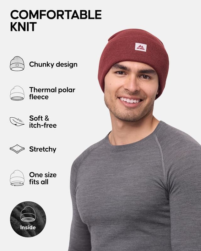 Detalle 2 de Danish Endurance fleece-lined beanie hat (recycled polyester, unisex) – warm winter knit