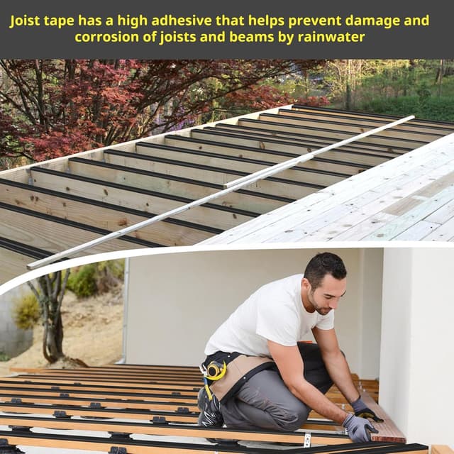 Detalle 2 de Hanotic Joist Tape for Decking (2 in x 50 ft) — 6 Rolls Butyl Deck Tape for Waterproof Sealing