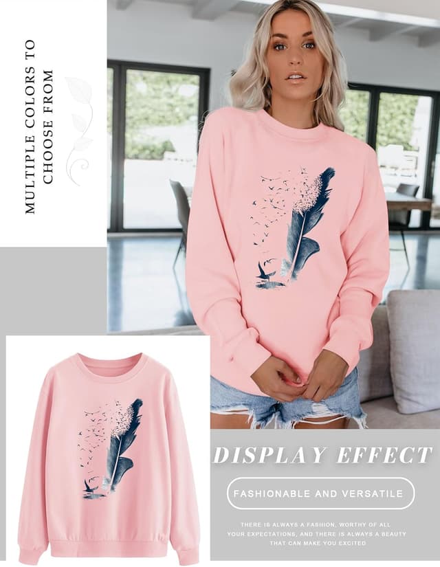 Detalle 1 de Pullover Damen Sweatshirt mit Federprint