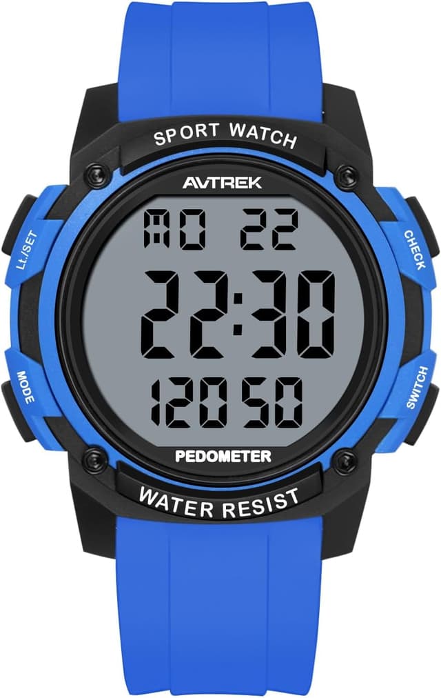 Detalle de AVTREK Waterproof Pedometer Watch Step Counter (LCD large numbers, no app/Bluetooth required)
