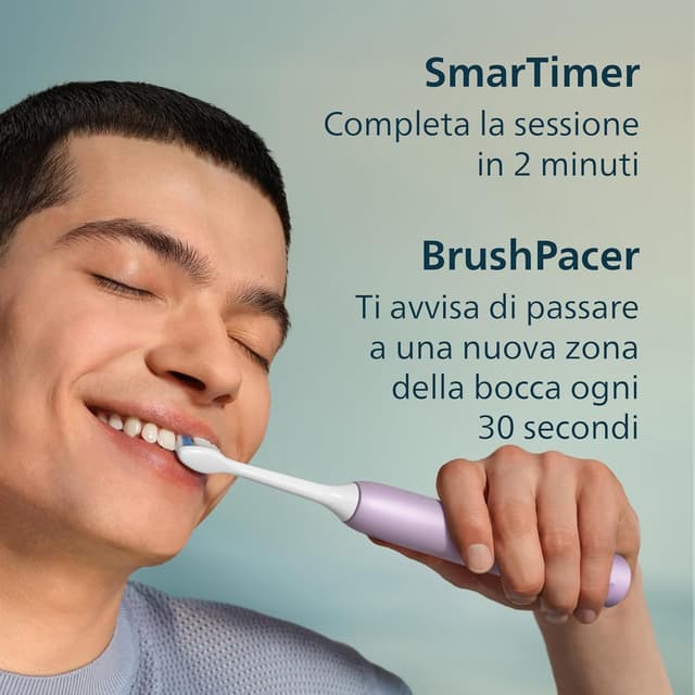 Detalle 2 de Philips Sonicare Serie 4000 HX4042/47 spazzolino elettrico sonico con sensore di pressione e autonomia fino a 21 giorni (lilla)