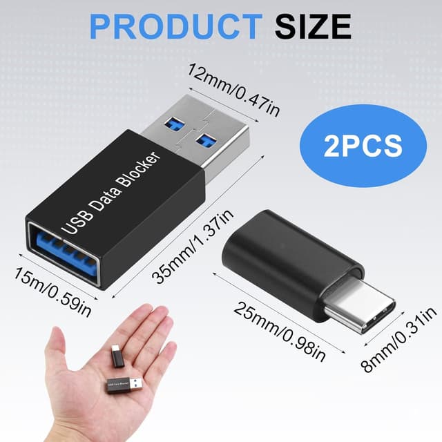 Detalle 2 de talNite USB & USB-C Data Blocker Set (2 Pack) – charge-only adapters to help prevent juice jacking