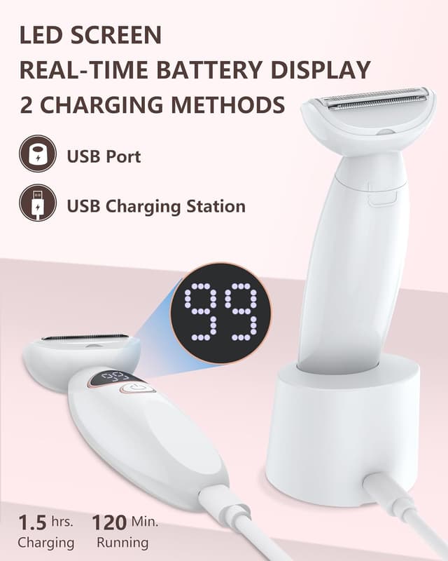 Thumbnail 5 de 3‑in‑1 Damenrasierer USB‑aufgeladen – Intim & Gesicht 🪒