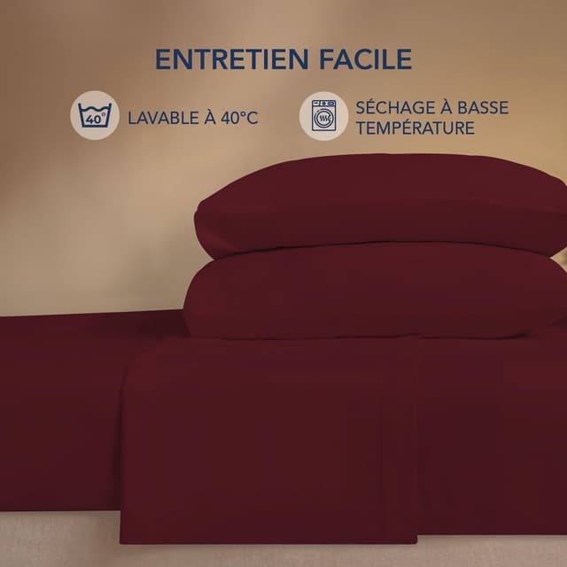 Detalle de Dreamzie Parure de lit 140x200 cm 4 pièces en microfibre certifiée Oeko-Tex (beige)