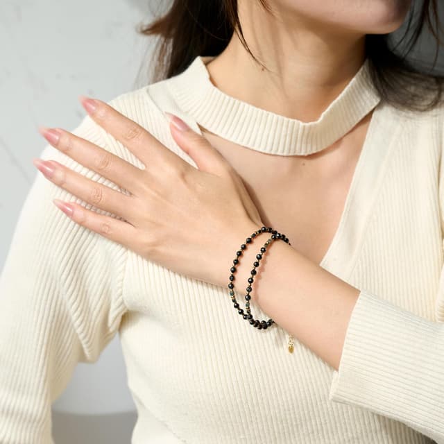 Detalle de Farfume Edelstein Perlen Armband für Frauen mit 4 mm Kristallen & Silber 925 – elastisches Chakra-Armband