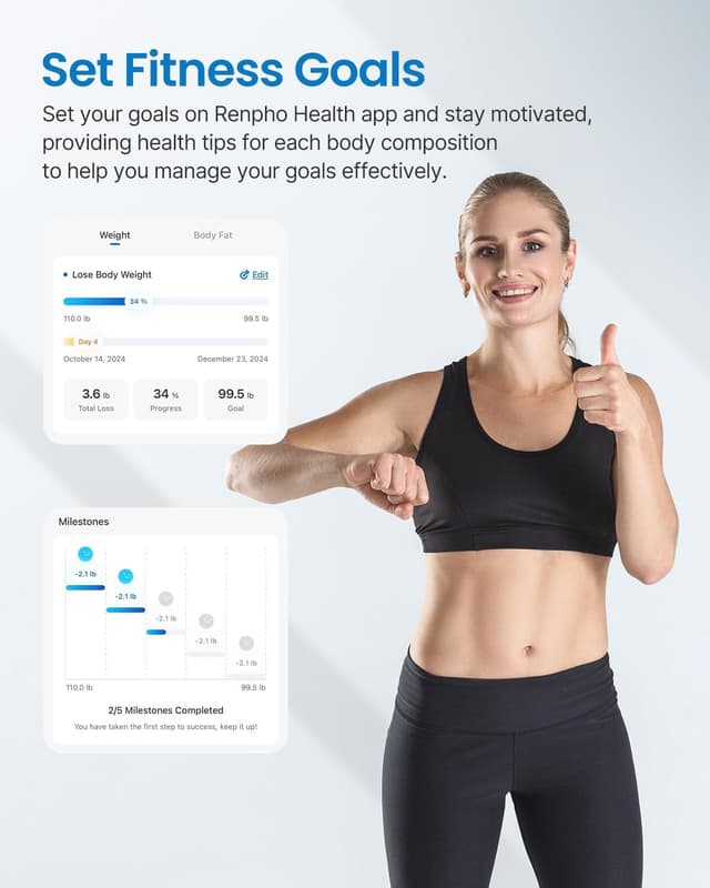 Thumbnail 6 de RENPHO Körperfettwaage per WLAN mit Fitness-Tracking: 13 Werte via RENPHO Health App