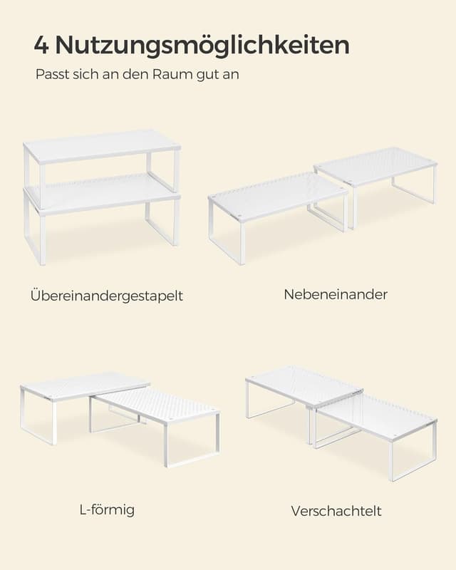 Thumbnail 6 de SONGMICS Gewürzregal KCS401W01 als 2er-Set – stapelbar, erweiterbar, Metall-Küchen-Organizer