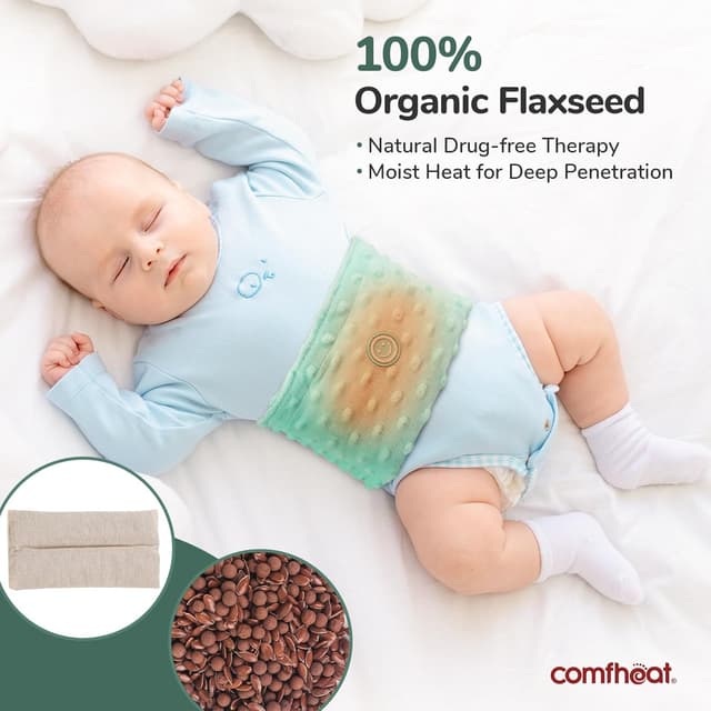 Detalle de Comfheat Heating Pad for Baby Colic Belt (Flaxseed Heated Tummy Wrap), 0–3 Years – Green