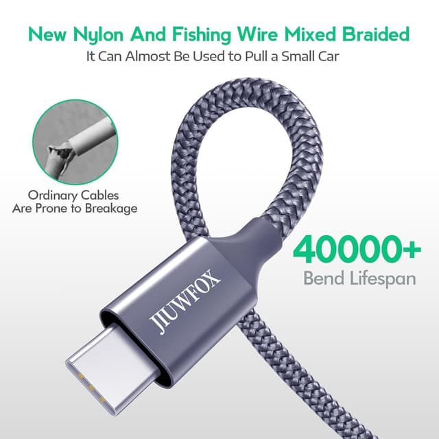 Detalle de JIUWFOX USB to USB C Cable 5-Pack
