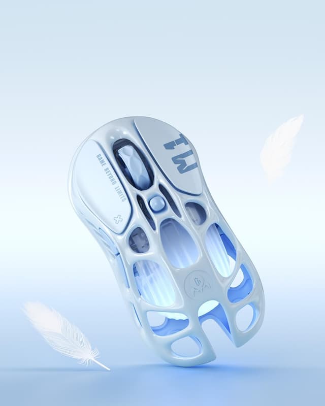 Detalle de GravaStar Mercury M1 Pro mouse gaming ultraleggero 26.000 DPI, triplo collegamento 2.4G/BT/cavo