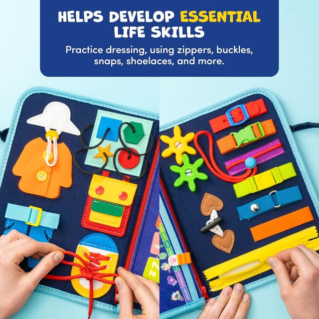 Detalle de Clever Fox Play Busy Book for Toddlers (Ages 1–3) Montessori Felt Activity Board