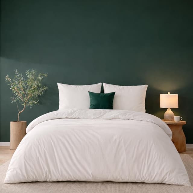 Detalle de Parure de lit Twinzen Twinzen Housse de couette 260x240 cm avec 2 taies 65x65 cm, blanc en microfibre