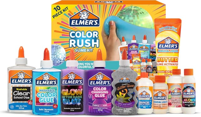 Detalle de Elmer’s Color Rush Slime Kit (10-Piece) with Liquid Glue, Activators, Color-Changing & Glow-in-the-Dark