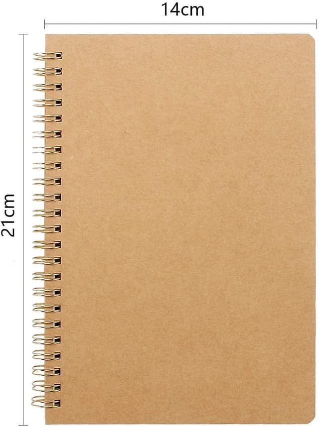 Detalle de VEESUN 4er-Pack A5 Spiral-Notizblock mit Kraftpapierumschlag (80 Blatt, weiß, leer)