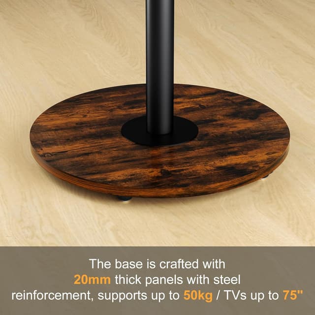 Thumbnail 6 de unho Floor TV Stand with Wheels & Adjustable Height – VESA 600x400 for 40–75 inch TVs, black