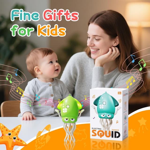 Thumbnail 6 de KJIXYUNG tanzender & krabbelnder Oktopus mit LED und Musik (weiß)