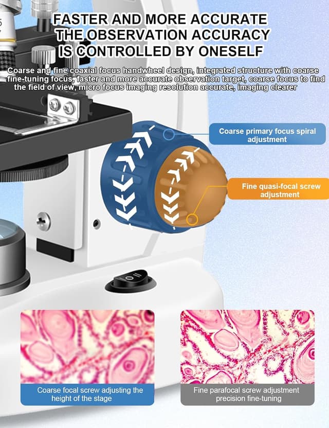 Thumbnail 6 de Woehrsh WF10x & WF25x Microscope with USB Camera (40X–2000X) for Adults, Lab/School/Home Education (White)