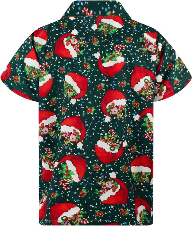 Detalle de Men’s Ugly-Christmas-Shirt Funky Short-Sleeve Button-Up with Ginger-Bread Print