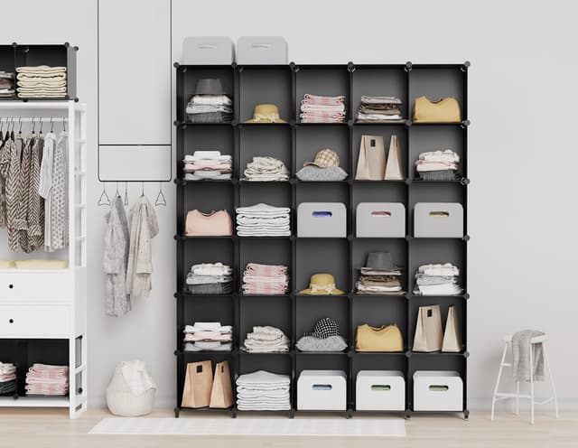 Detalle de HOMIDEC 9-Cube Closet Organizer Storage Cubes (11.8 in each cube) in Black