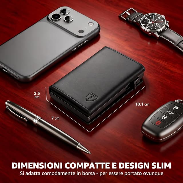 Detalle 2 de TENBST Portafoglio Uomo Slim in Pelle Naturale 🧾