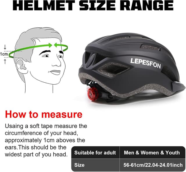 Detalle de Bike Helmet Men/Women MTB & Road Adjustable with Visor and LED (56–61cm)