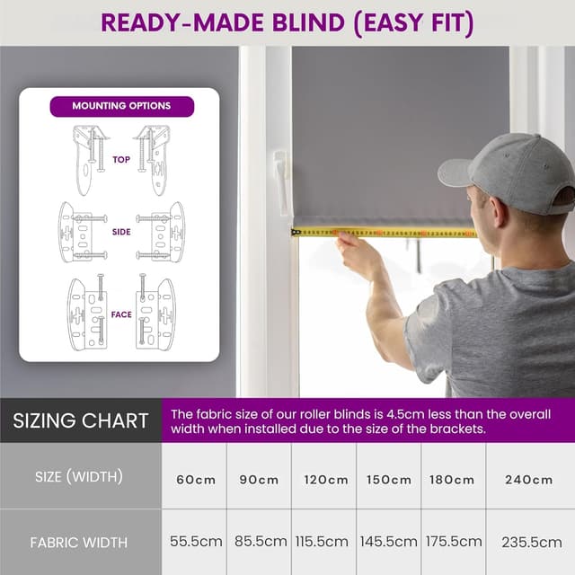 Detalle 1 de FURNISHED blackout roller blind 90W x 210H cm