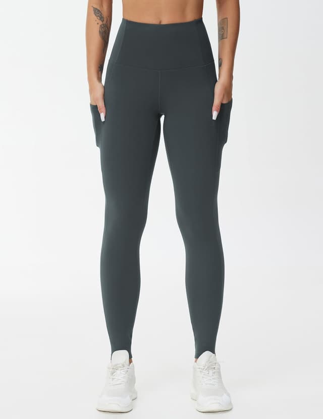 Detalle de THE GYM PEOPLE pantaloni da yoga da donna a vita alta con tasche e controllo pancia