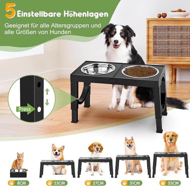 Detalle 2 de X XBEN Comedero perro elevado 2x1L 5 alturas