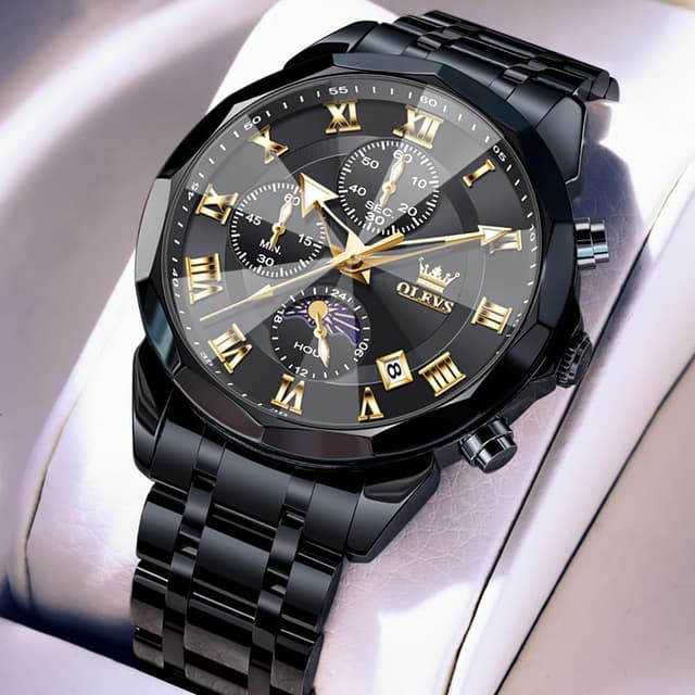 Detalle de OLEVS Männer Uhr Quarz Luxus Chronograph 3 ATM