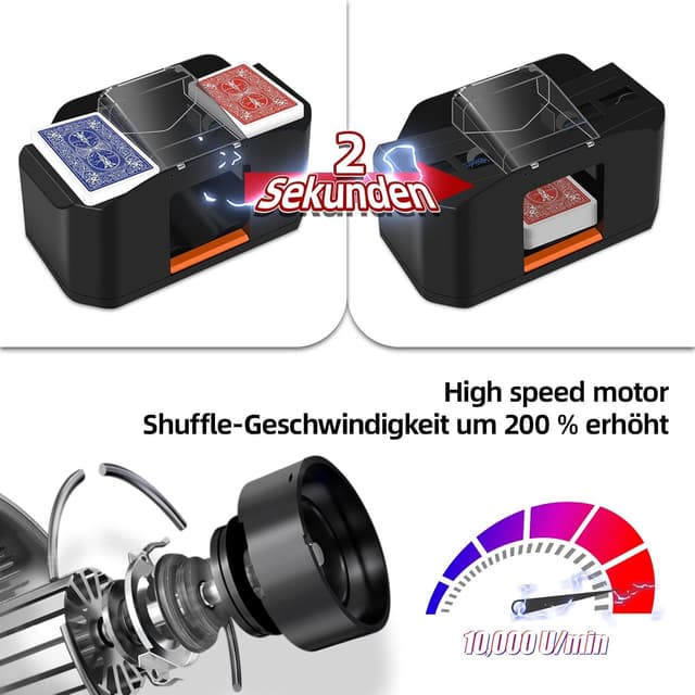 Detalle 2 de QUICARD automatischer Kartenmischer mit leiserem Motor und 2.000-mAh-Akku